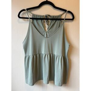 American Eagle Sage Green Babydoll Tank Top Tie Back Cami Size L